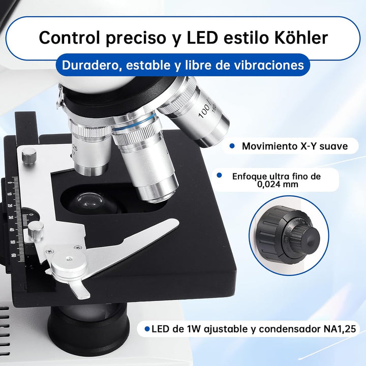 SWIFT SW320T Trinokulares Mikroskop 40x–5000x – Professionelles Labormikroskop mit 2-MP-Kamera, Trag