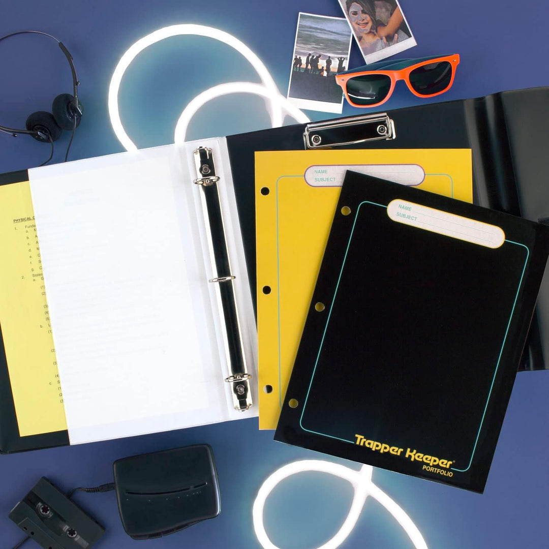 Trapper Keeper Binder, Retro-Design, 2,5 cm Binder inklusive 2 Ordner und extra Tasche, Metallringe
