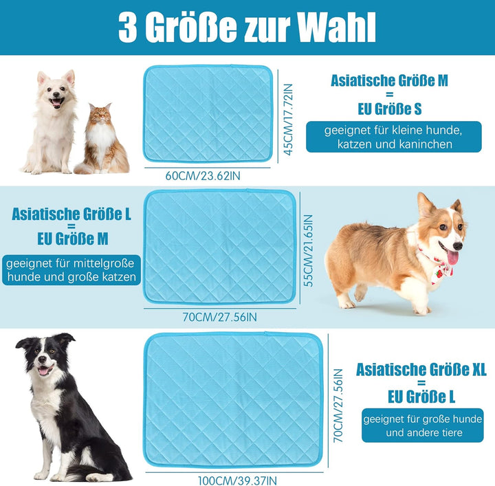Kühlmatte für Hunde 70 x 55CM, Waschbares Hunde Kühlmatte, Selbstkühlend Hundematte für Hunde Katzen