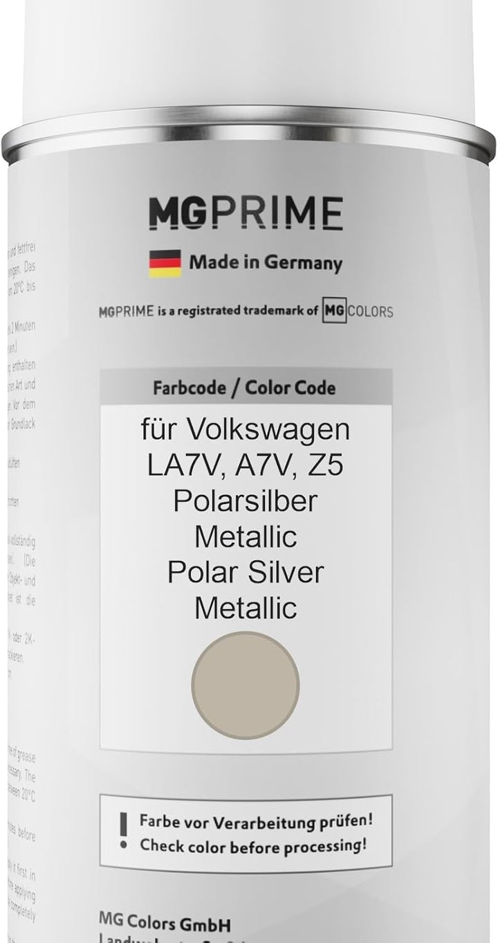 MG PRIME Autolack Sprühdosen Set für Volkswagen VW LA7V / A7V / Z5 Polarsilber Metallic/Polar Silver