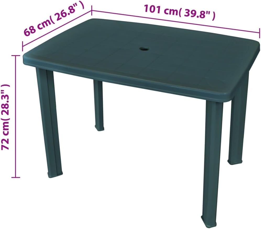 vidaXL Gartentisch Grün Kunststoff Terrassentisch Campingtisch Balkontisch 101 x 68 x 72 cm Grün, 10