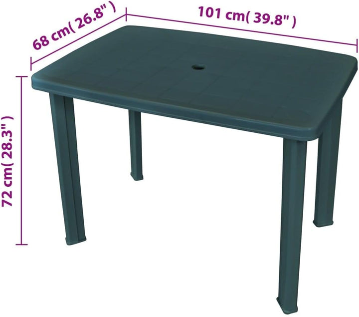 vidaXL Gartentisch Grün Kunststoff Terrassentisch Campingtisch Balkontisch 101 x 68 x 72 cm Grün, 10