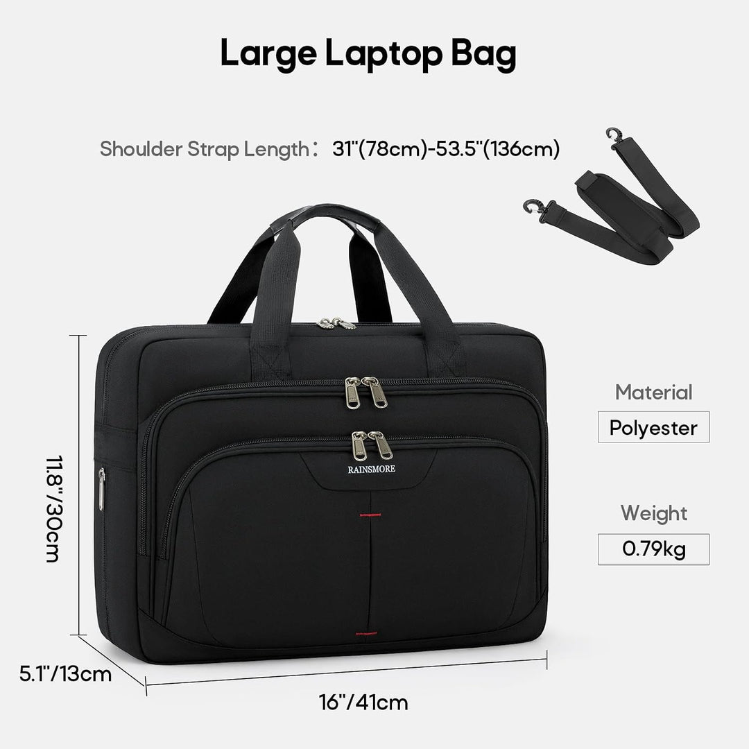 RAINSMORE 17,3 Zoll Laptoptasche Herren,Erweiterbare Aktentasche für arbeit | Grosse Wasserdichte La