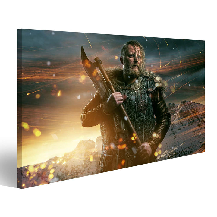 Bild auf Leinwand Wikinger Während des Kampfes Wandbild Poster Kunstdruck Bilder Format: 100x57cm, F