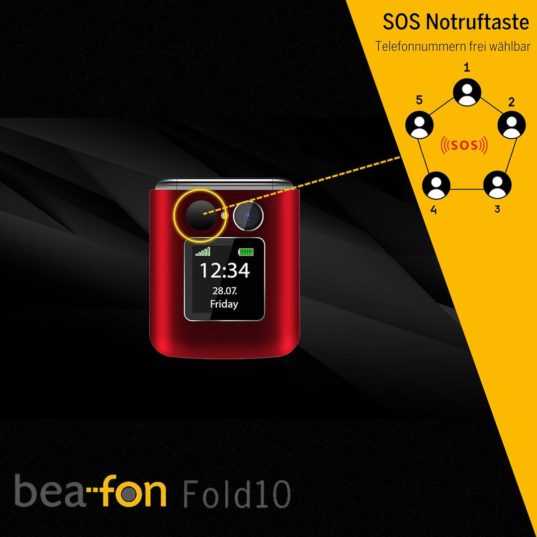 Beafon, silverline, Fold10, Klapphandy, SOS Notruftaste, XL Farbinnendiplay 2,2" (5,58cm), XL Farbau