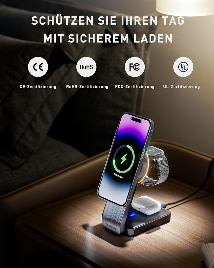 Mag-Safe Wireless Charger Foldable 3 in 1 Wireless Charging, Station Wireless Charger Compatible wit