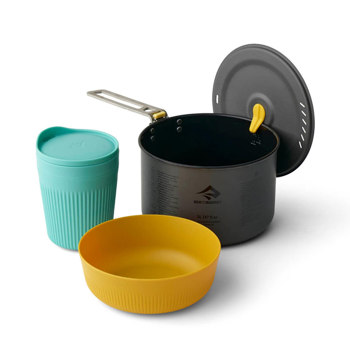 Sea to Summit Frontier UL One Pot Cook Set - 2L Pot + Medium Bowl + Insulated Mug blue-yellow