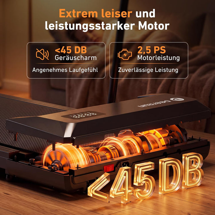 DeerRun Walking Pad mit Steigung,Laufband für Zuhause mit Griff, 2,5 PS, 6 KM/H, max. 136 KG, Walkin
