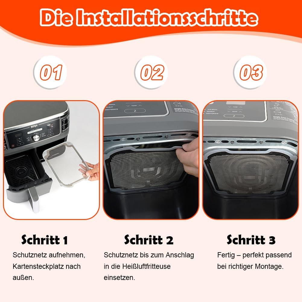 BYKITCHEN 2 Stück Spritzschutz Zubehör für Ninja Dual Zone Heissluftfritteuse 9,5L DZ400EU/DZ400EUST