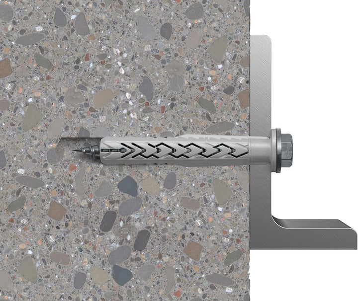 fischer Langschaftdübel SXRL 8x60 FUS R, Dübel mit Sechskantschraube &amp; angeformter U-Scheibe aus nic