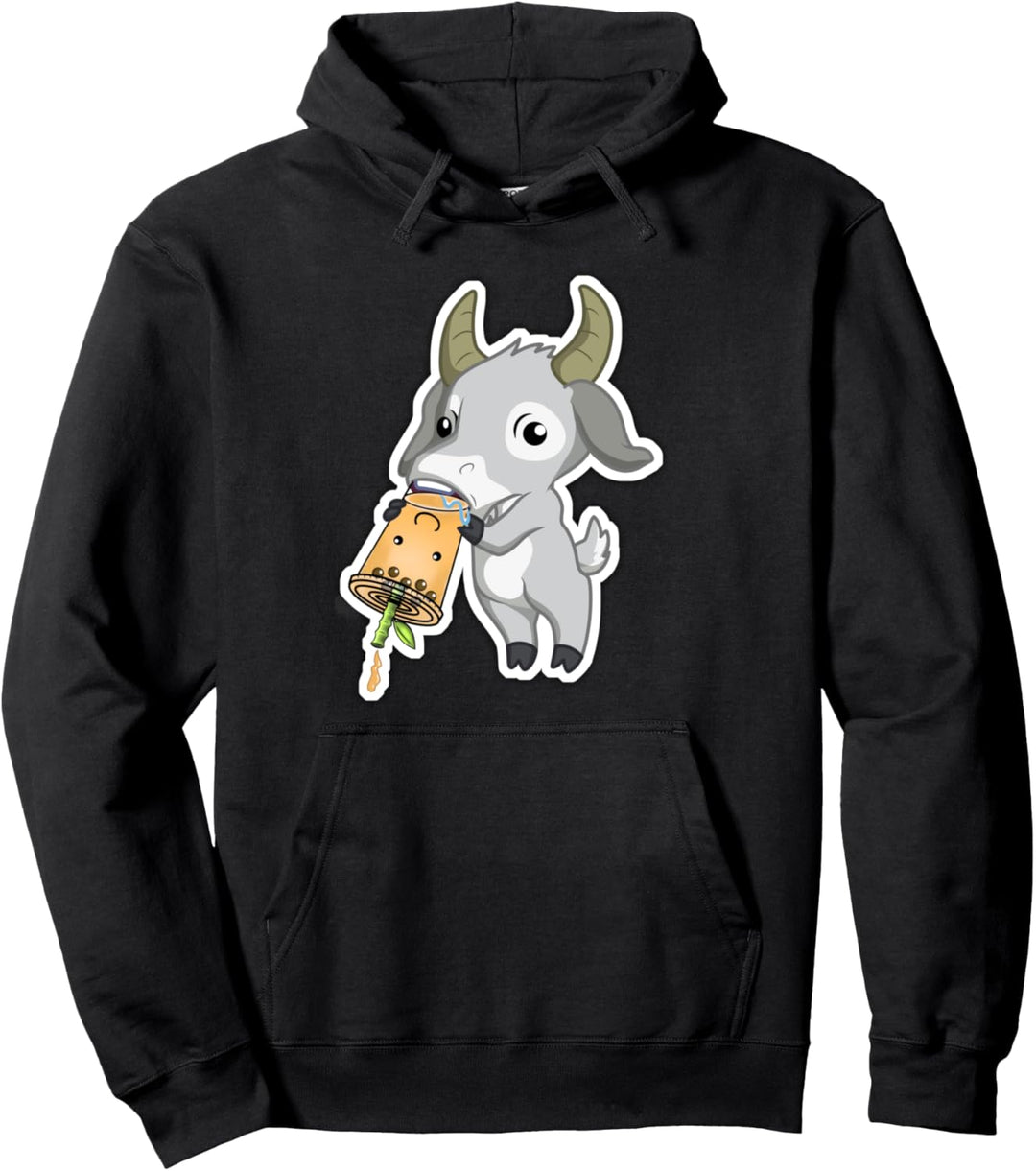 Year of the Goat Sheep Derpy Bubble Boba Tea Chinese Zodiac Pullover Hoodie