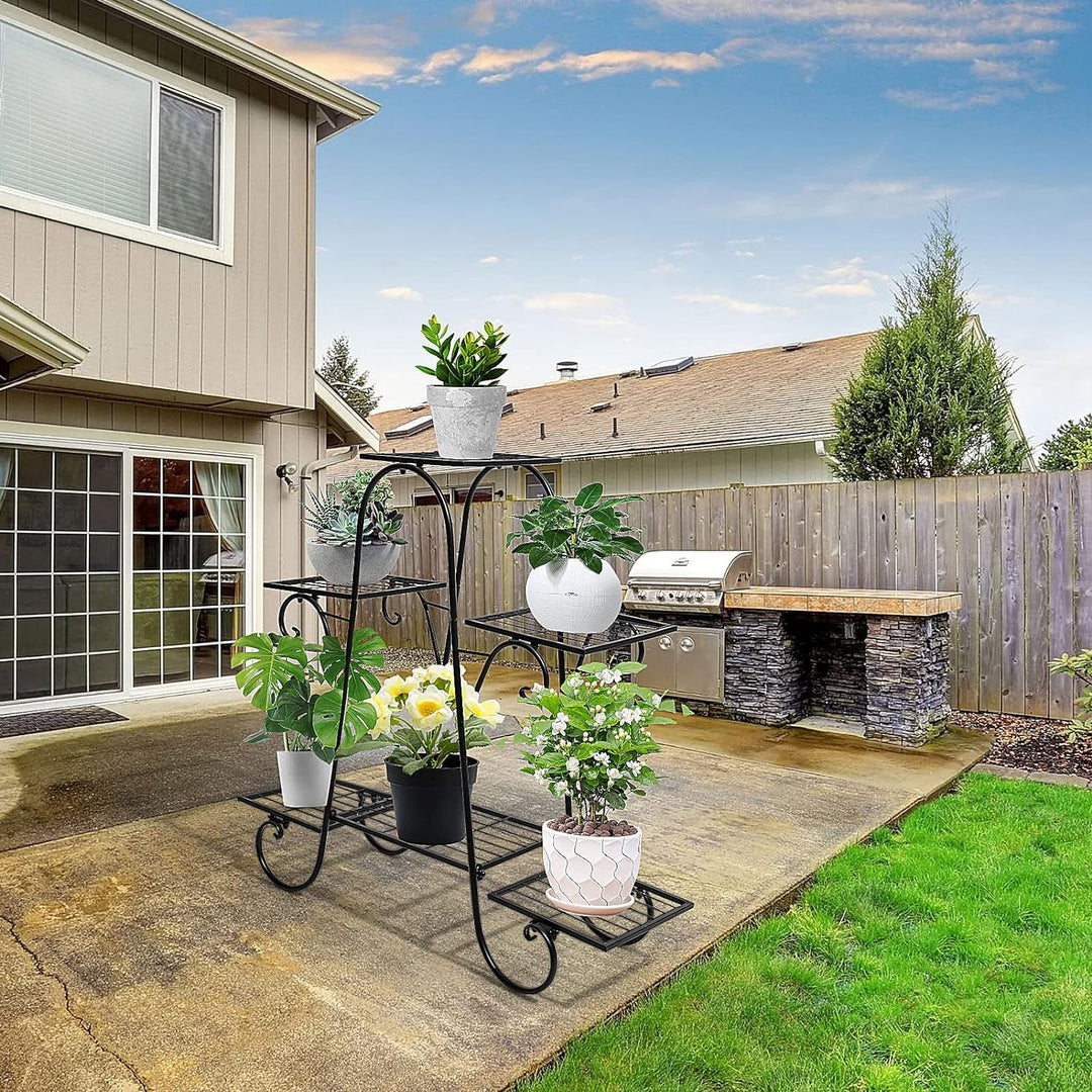 Queiting Metall Blumenständer Blumentreppe mit 6 Ebenen Retro Pflanzentreppe für Innen und Aussen Ga