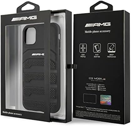 AMG Mercedes AMHCN61GSEBK Hülle für iPhone 11 6,1" schwarz Leather Debossed Lines