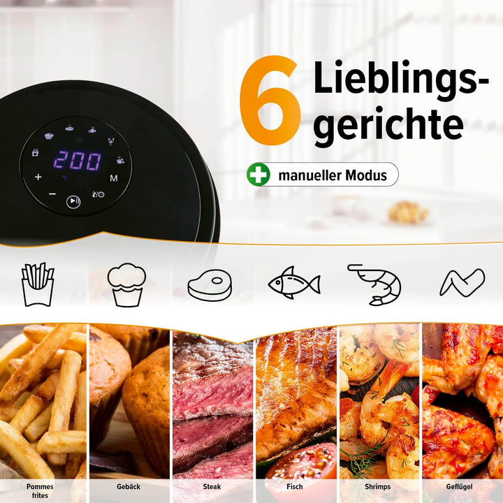 GOURMETmaxx Heissluftfritteuse | 3L Airfryer mit Timer & Touchscreen | Fritteuse mit 8 Funktionen &