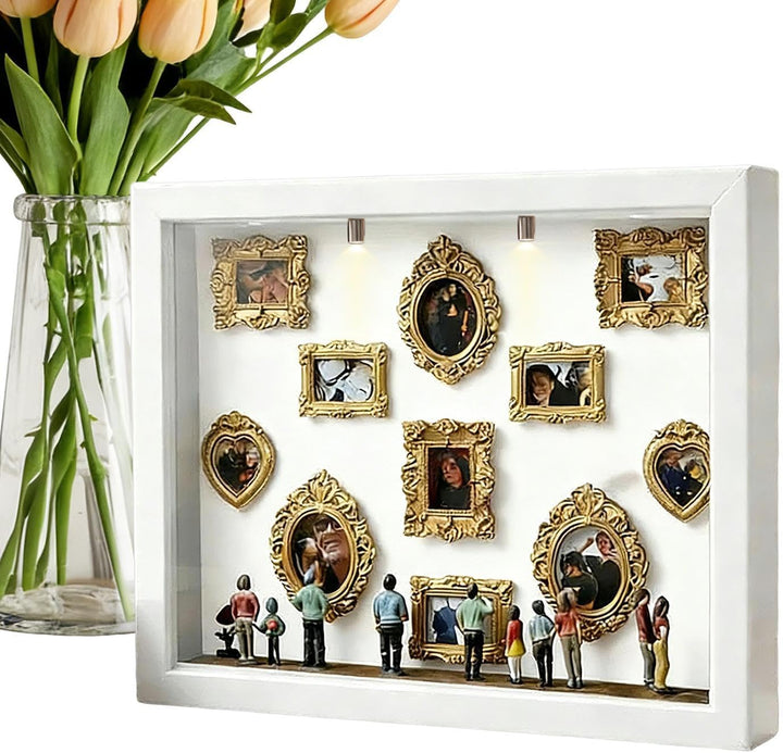 Mini-Museums-Silhouettenbox, Museumsbox-Bilderrahmen-Set mit Mini-Figuren und Lichtern, Bilderrahmen