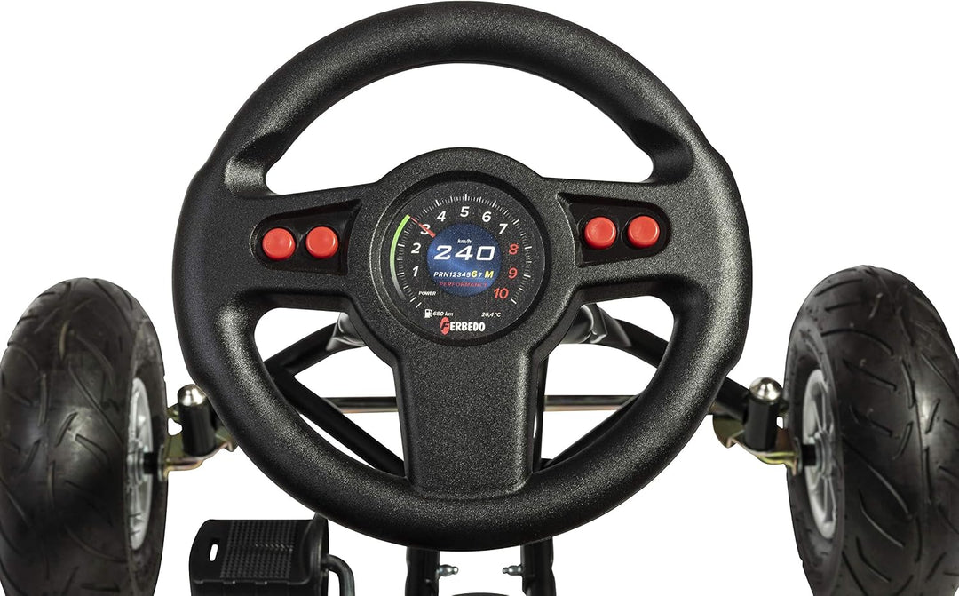 Ferbedo Go Kart AT X-Racer (Gokart / Kart in schwarz mit Soundlenkrad und Luftbereifung, ab ca. 3-8