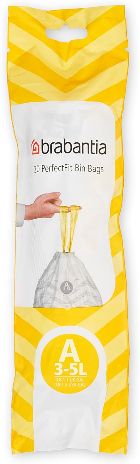 Brabantia Müllbeutel PerfectFit Multipack (Code A - 3L) Extra Starke Müllsäcke mit Zugband, 10 rolle