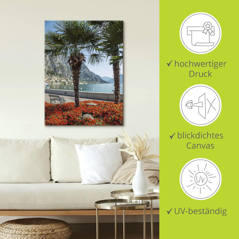 ARTland Leinwandbilder Wandbild Bild auf Leinwand 45 x 60 cm Wanddeko Natur Pflanzen Palme Pier Prom