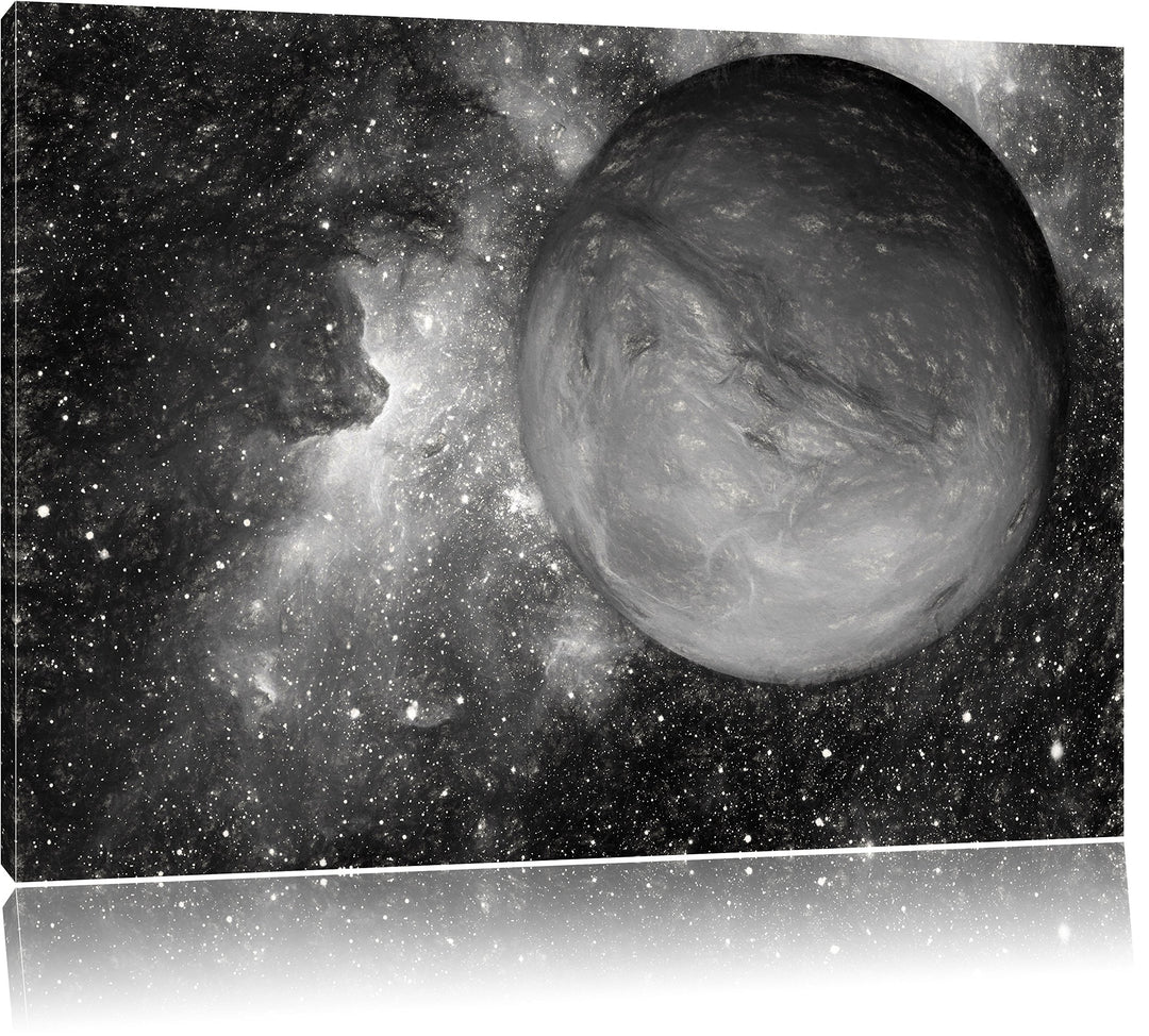 Pixxprint Mars im Weltall Kunst Kohle Effekt, Format: 100x70 auf Leinwand, riesige Bilder fertig ger