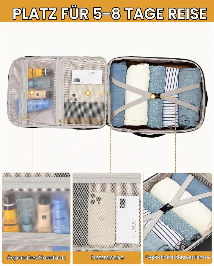 LOVEVOOK Handgepäck Rucksack Flugzeug, 50L Reiserucksack Damen Gross, Wasserdicht Laptop Rucksack Da