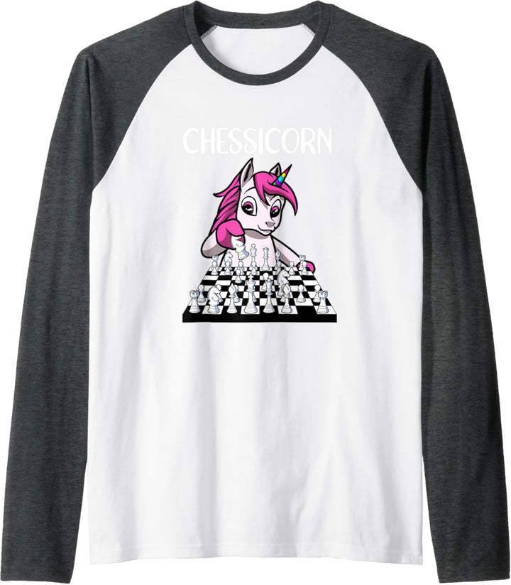 Schachspieler Schachfigur Schachbrett - Chessicorn Schach Raglan