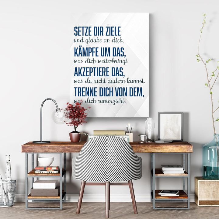 wandmotiv24 Motivations Motiv als Leinwandbild, 60x45cm, Hochformat, Motivation, setze dir Ziele, We