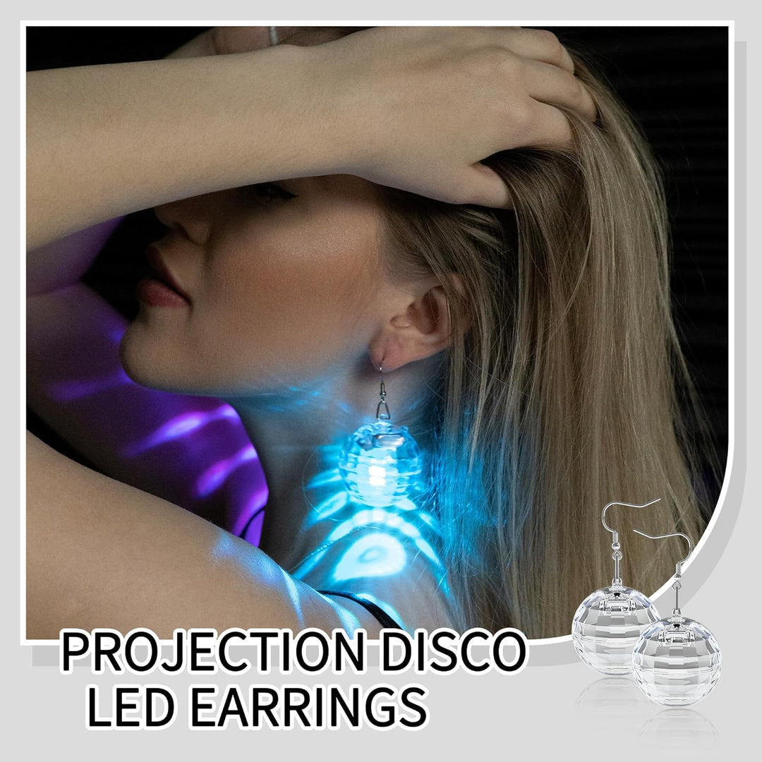 LED Ohrringe Disco Ball Ohrringe 7 RGB Licht Projektion Licht Ohrringe für Frauen Wiederaufladbare L