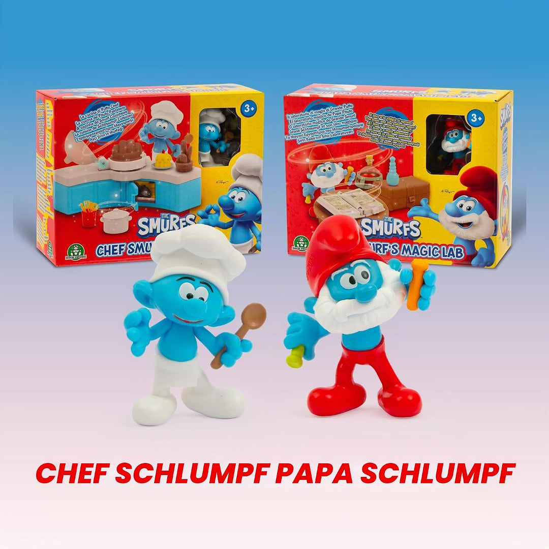 Giochi Preziosi Die Schlümpfe, Schlumpfkoch-Mini-Spielset mit Küche und Zubehör, enthält Exklusive 5