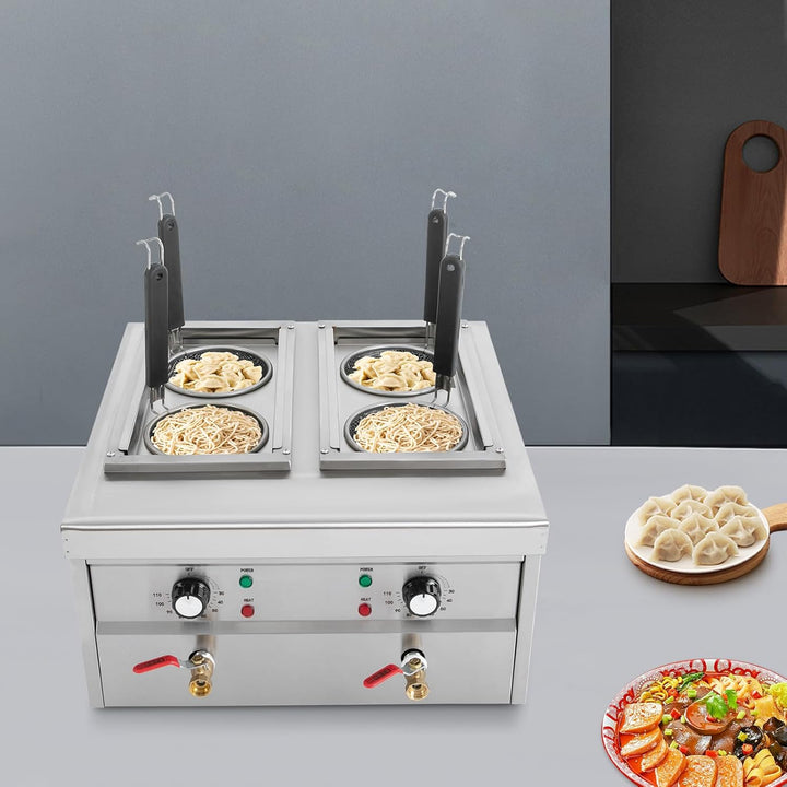 2KW Nudelkocher mit 4 Körben, Nudelkocher Pastakocher aus Edelstahl Pastakocher Pasta Station, Tempe