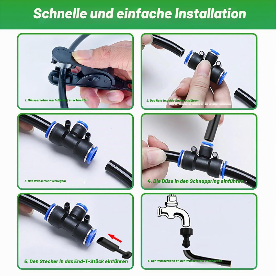 360° Einstellbar Garten Bewässerungssystem, Garten Bewässerungsschlauch Kit 15M with 15 Düsen, Tropf