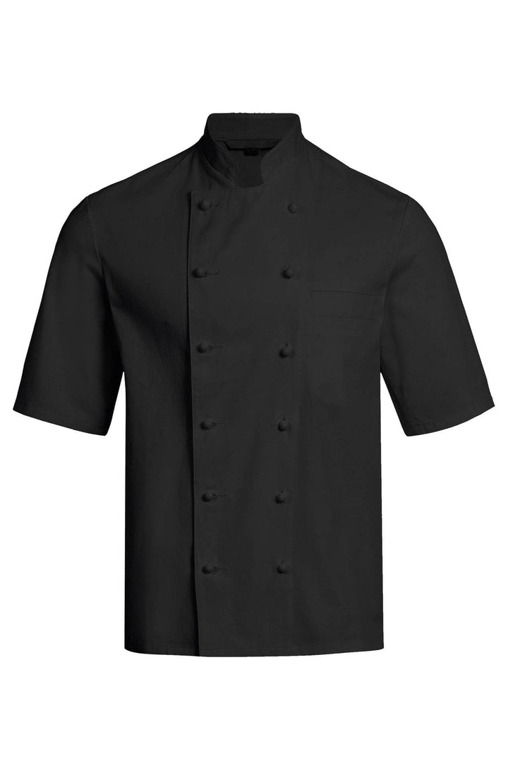 Greiff Gastro Moda Cuisine Herren Premium-Kochjacke Kurzarm Regular-Fit XL Schwarz, XL Schwarz