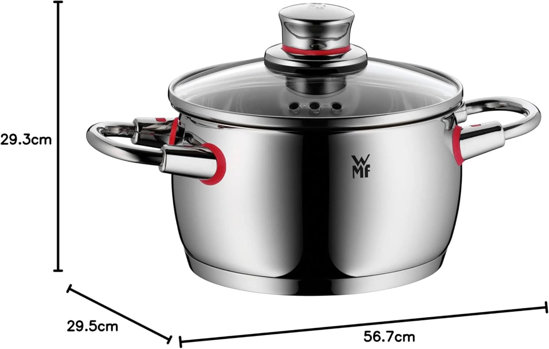WMF Quality One Topfset Induktion 5-teilig, Kochtopf Set mit Glasdeckel, Cromargan Edelstahl poliert