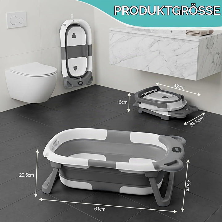 Highbird Baby Badewanne, Faltbare Babywanne mit Stützkissen für Neugeborene &amp; Kleinkinder, Platzspar