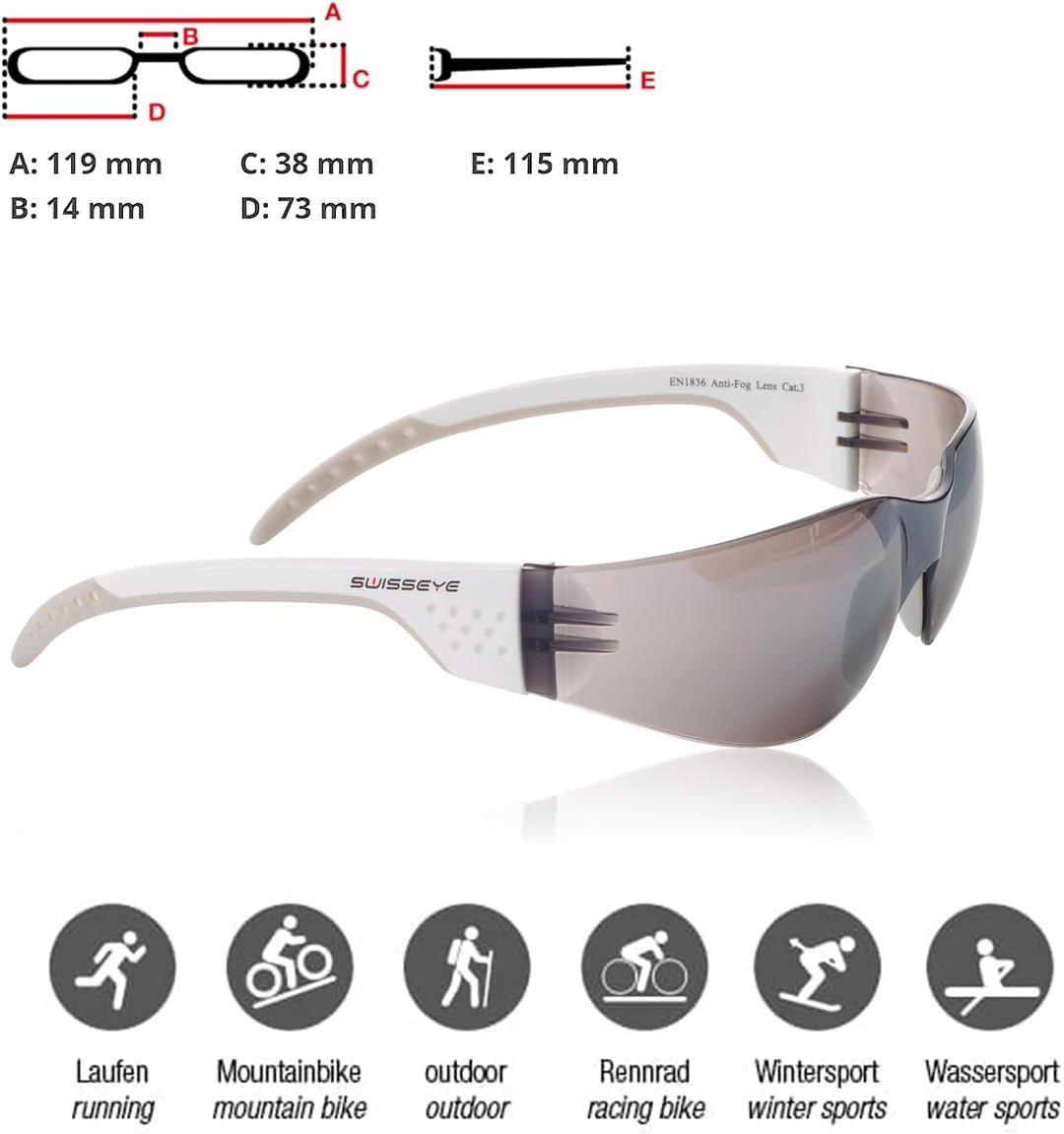 Sportbrille von Swisseye, Outbreak Luzzone S, white/grey mit Scheiben in smoke FM