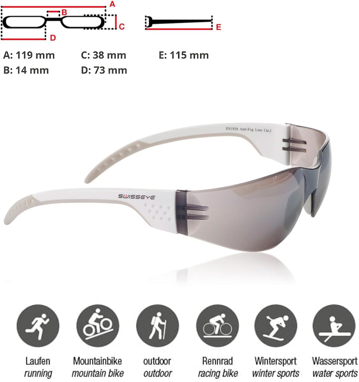 Sportbrille von Swisseye, Outbreak Luzzone S, white/grey mit Scheiben in smoke FM