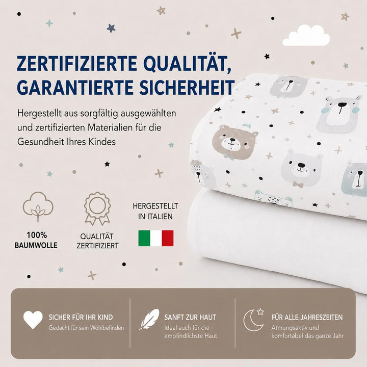 FlyIdeas Next 2 Me Spannbettlaken Beistellbett 83x50 cm, 2 STK. - 2 Spannleintuch Matratzenschoner f