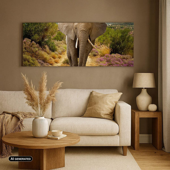 Wandbilder Dekoration Wohnzimmer Tiere Afrika Elefanten Spaziergang Bilder auf Leinwand 120x50cm Lei