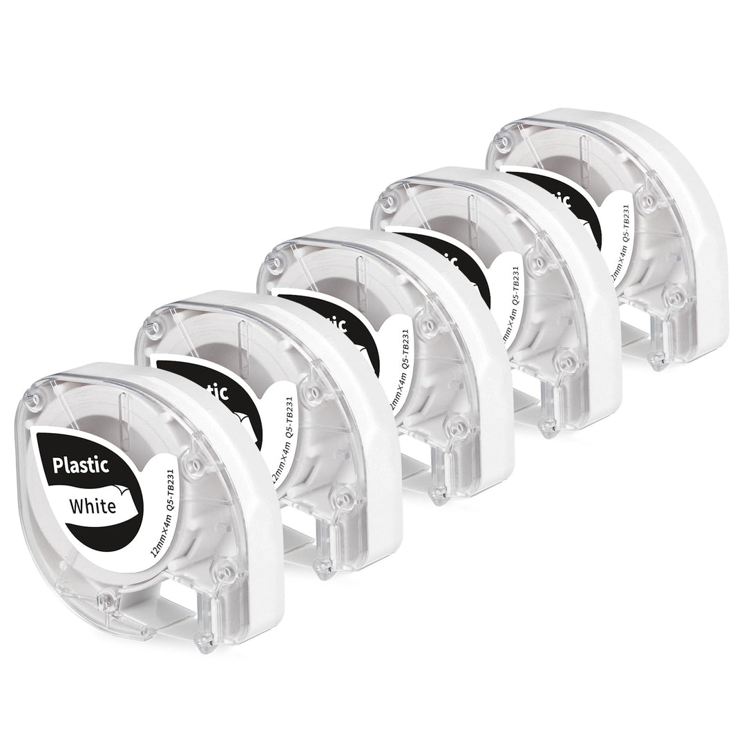 kompatibel mit Phomemo P12 Etikettenband Original 12mm x 4m Plastic White Schriftband, kompatibel mi