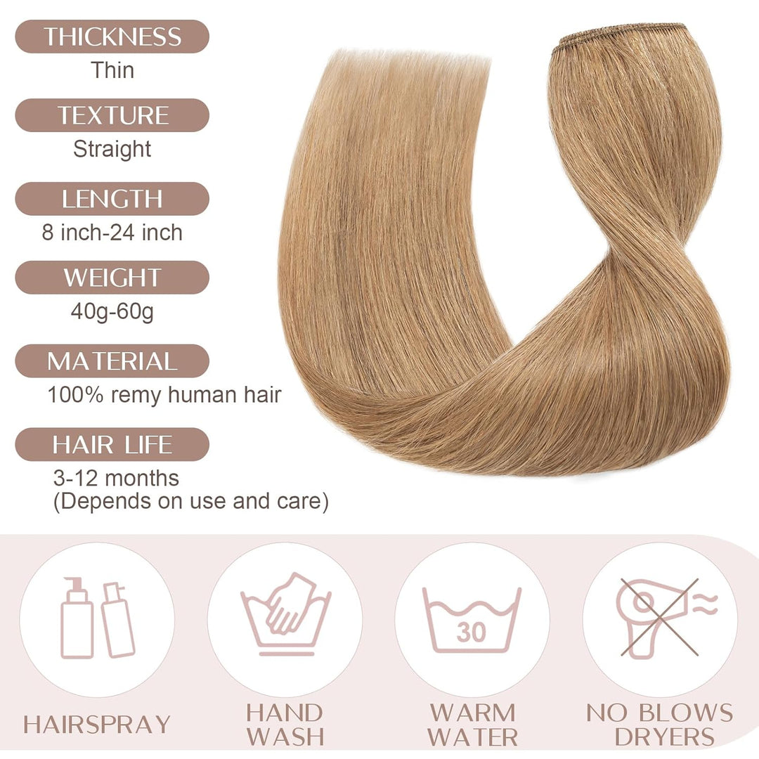 SEGO Clip in Extensions Haarverlängerungen Remy Echthaar 7A ein Teilig Haarteil 100% Human Haar Glat