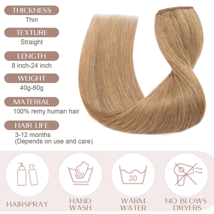SEGO Clip in Extensions Haarverlängerungen Remy Echthaar 7A ein Teilig Haarteil 100% Human Haar Glat