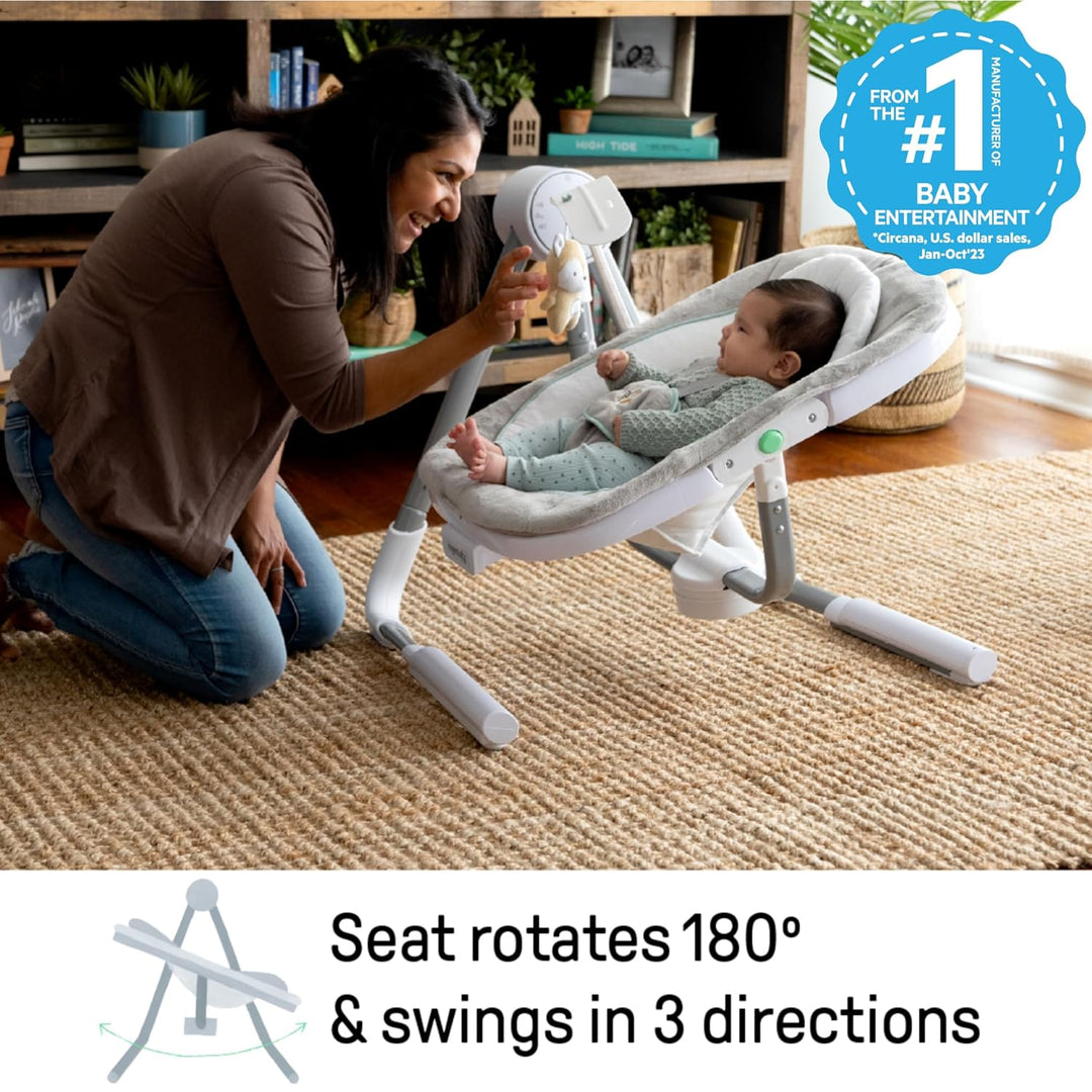 Ingenuity, AnyWay Sway Ray, tragbare Babyschaukel & Babywippe mit Vibrationen, Spielgoben, 16 Melodi