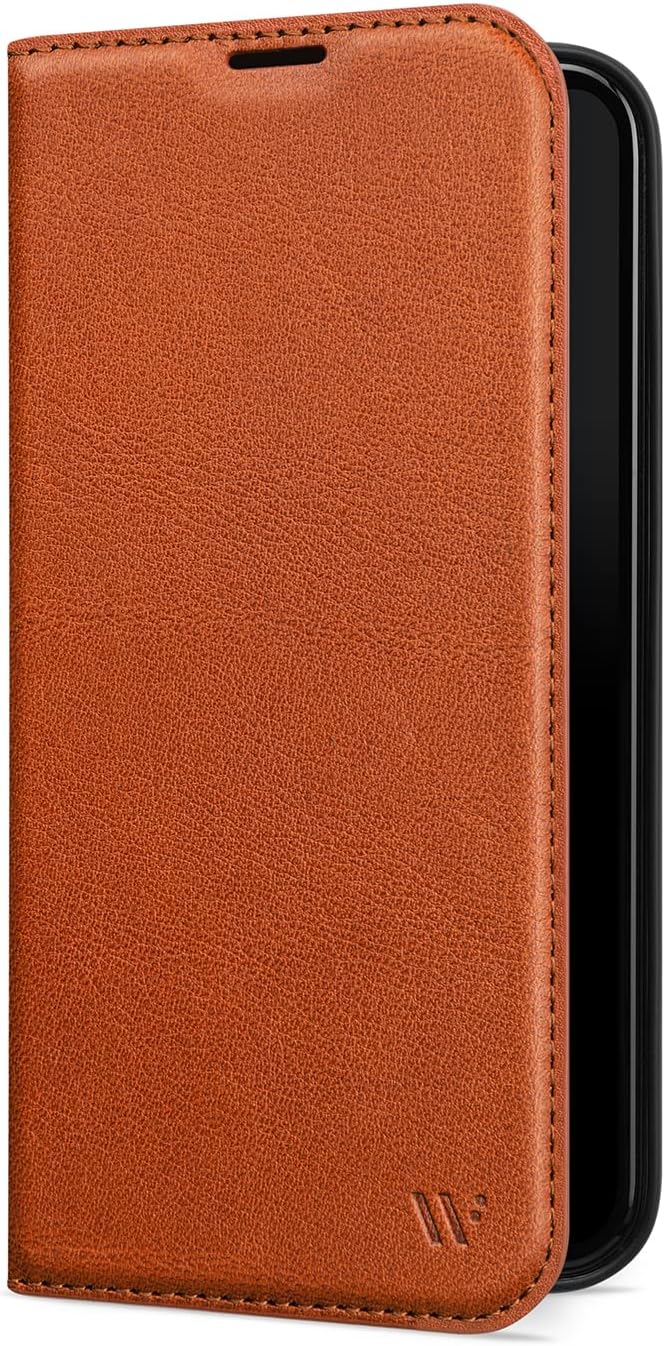 WIIUKA Hülle für iPhone 14 Plus, Leder aus Deutschland, mit Kartenfach, extra Dünn, Handyhülle mit S