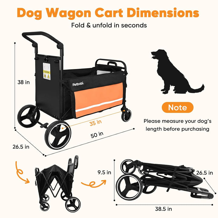 Petbobi 2-in-1 Schieb- &amp; Zug-Hundetrolley für mittelgrosse &amp; grosse Hunde, mit Zugangsrampe für alte
