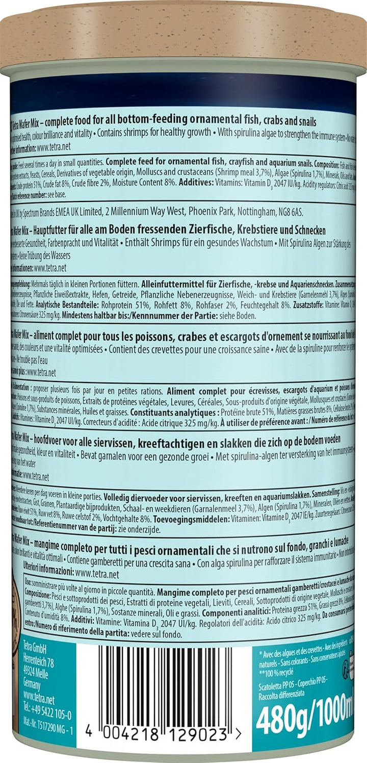 Tetra Wafer Mix - Fischfutter für alle Bodenfische (z.B. Welse) und Krebse, für gesundes Wachstum un