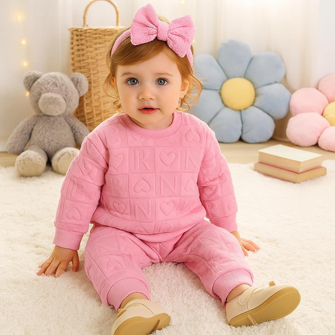 Kunyeah 2pcs Baby Mädchen Outfit Mädchen Liebe Herz Pullover Kleinkind Sweatshirt Hosen Kleinkind Br