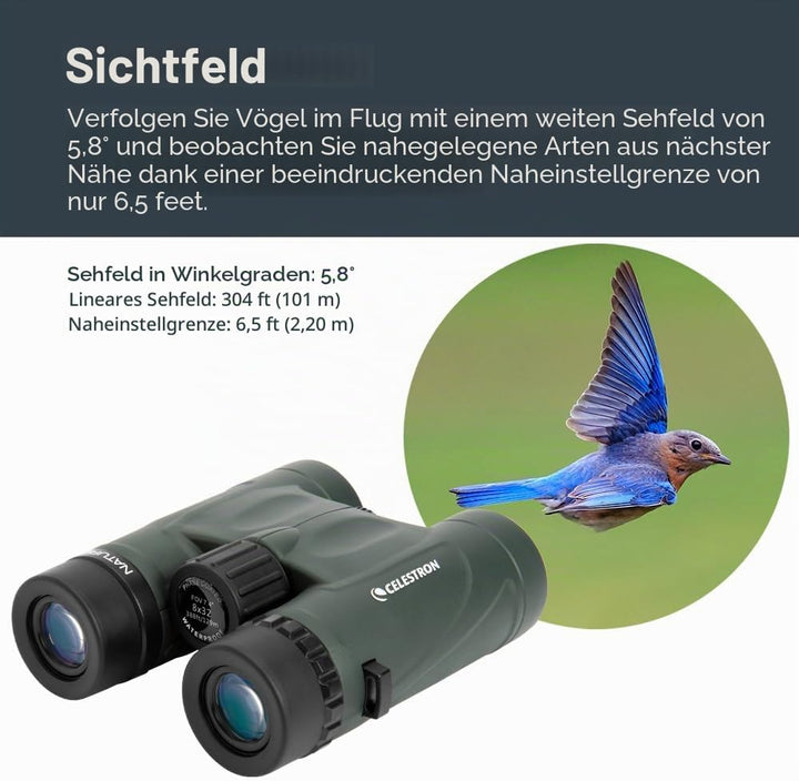 Celestron 71331 10 x 32 DX Nature Fernglas – Grün Nature DX 10 x 32 Dachprisma, Nature DX 10 x 32 Da