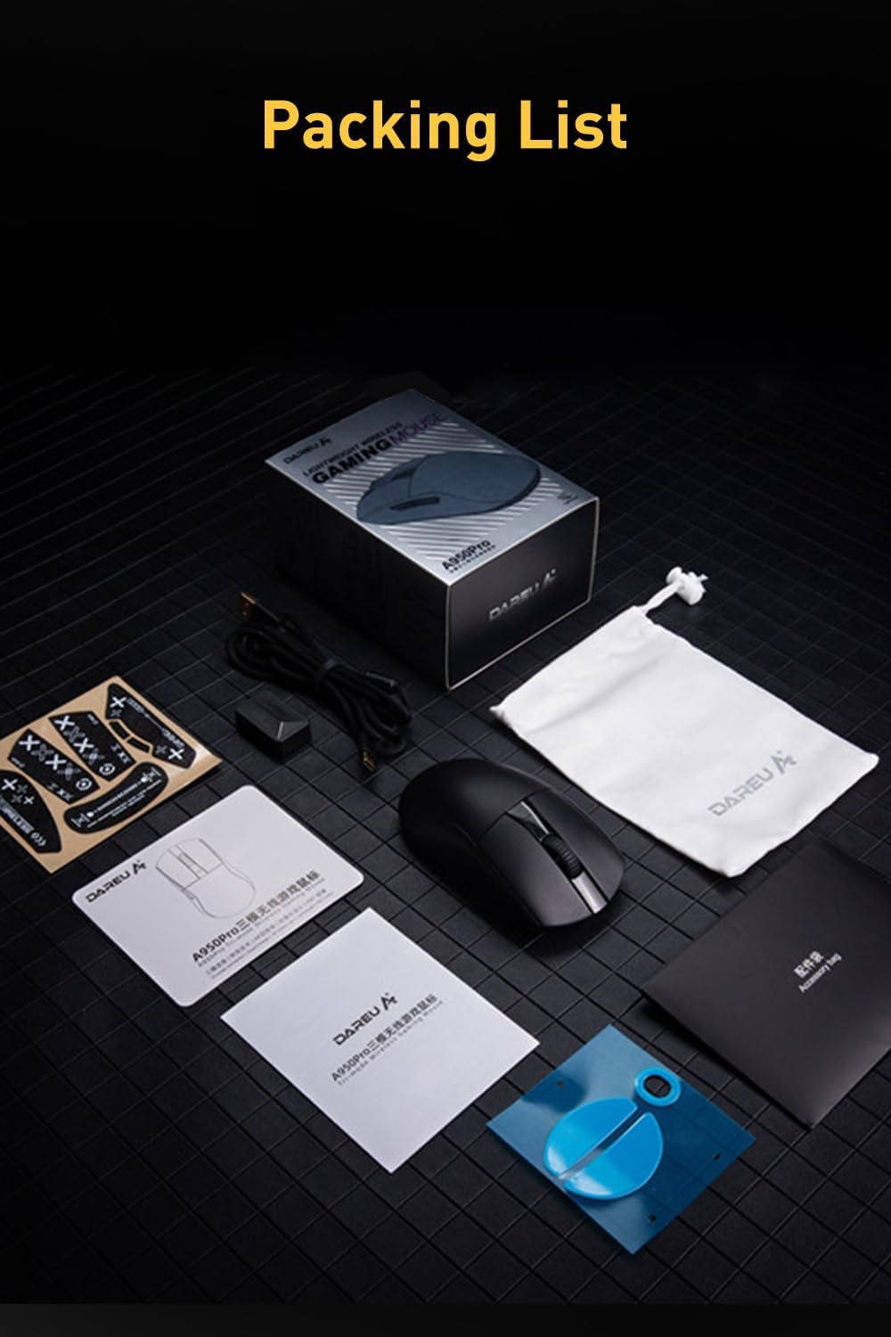 DAREU A950pro 4K Wireless Gaming Mouse: 55 g Ultraleicht, 4 kHz Abtastrate, Optischer Sensor PAW3395
