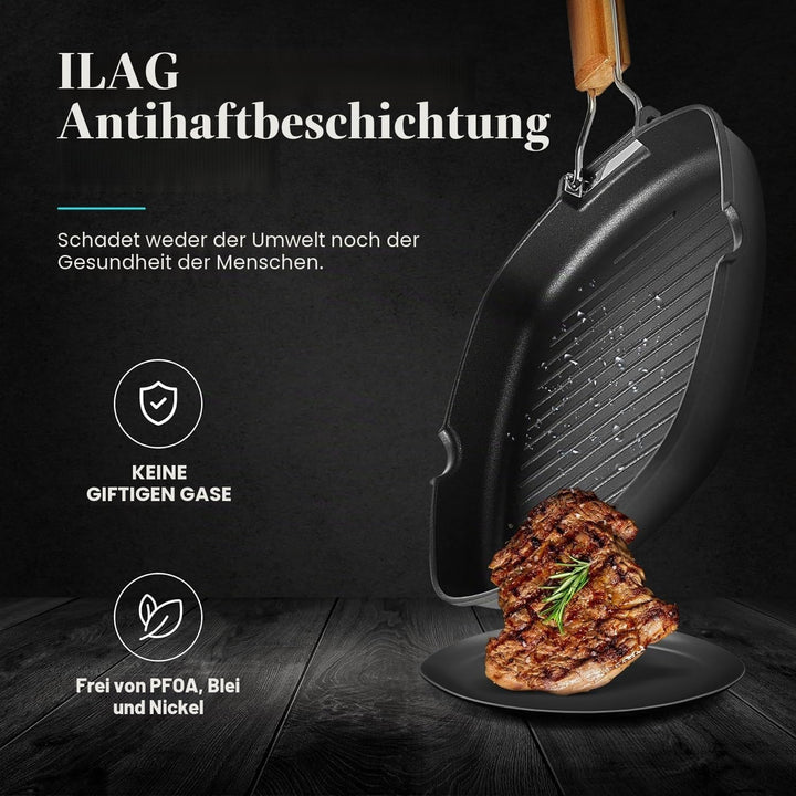 WECOOK! Ecostone - Aluminium Non Stick Grill Pan - Ribbed 20 x 20 cm, 20 x 20 cm