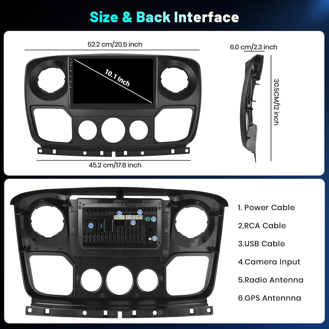 Hikity 4+64GB Android 15 Autoradio für Renault Master 3/Opel Movano 2/Nissan NV400 2010-2021 Mit Car