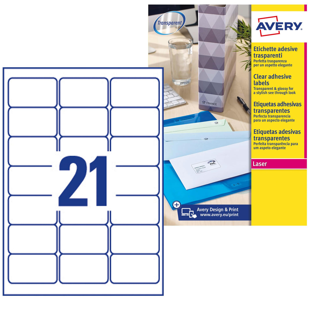 Avery Etiketten für Laserdrucker, transparent